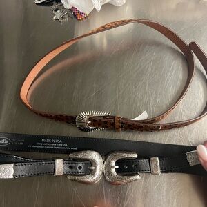 Justin Boots Brown and Black Belts with Silver Accents